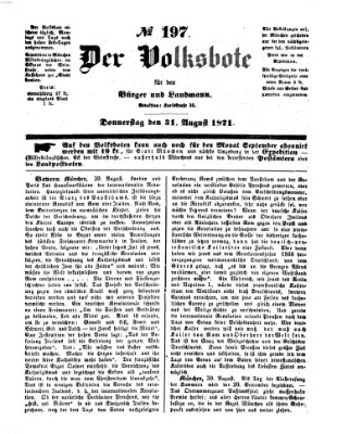 Der Volksbote für den Bürger und Landmann Donnerstag 31. August 1871