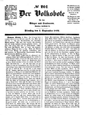 Der Volksbote für den Bürger und Landmann Dienstag 5. September 1871