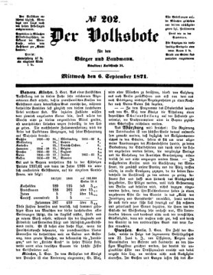 Der Volksbote für den Bürger und Landmann Mittwoch 6. September 1871