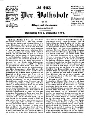 Der Volksbote für den Bürger und Landmann Donnerstag 7. September 1871