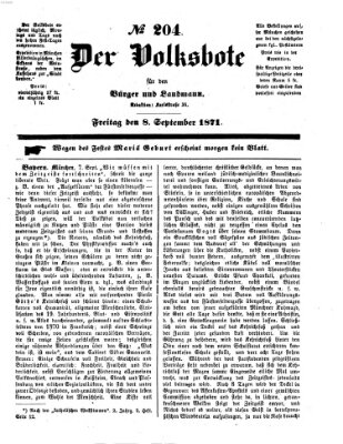 Der Volksbote für den Bürger und Landmann Freitag 8. September 1871