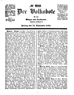 Der Volksbote für den Bürger und Landmann Freitag 15. September 1871