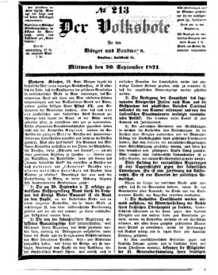 Der Volksbote für den Bürger und Landmann Mittwoch 20. September 1871