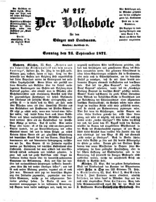 Der Volksbote für den Bürger und Landmann Sonntag 24. September 1871