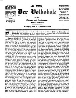 Der Volksbote für den Bürger und Landmann Samstag 7. Oktober 1871