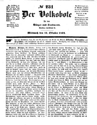 Der Volksbote für den Bürger und Landmann Mittwoch 11. Oktober 1871