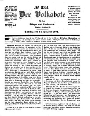 Der Volksbote für den Bürger und Landmann Samstag 14. Oktober 1871