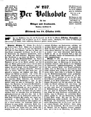 Der Volksbote für den Bürger und Landmann Mittwoch 18. Oktober 1871