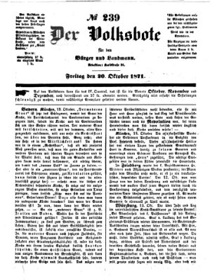 Der Volksbote für den Bürger und Landmann Freitag 20. Oktober 1871