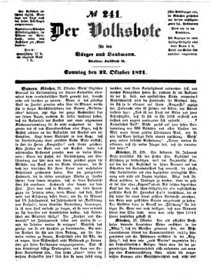 Der Volksbote für den Bürger und Landmann Sonntag 22. Oktober 1871