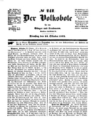 Der Volksbote für den Bürger und Landmann Dienstag 24. Oktober 1871