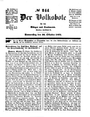 Der Volksbote für den Bürger und Landmann Donnerstag 26. Oktober 1871