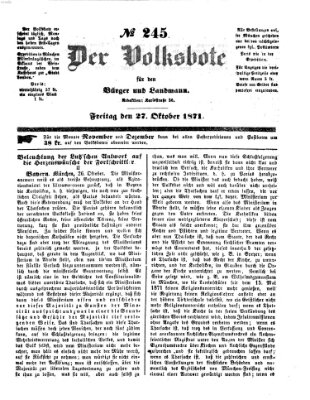 Der Volksbote für den Bürger und Landmann Freitag 27. Oktober 1871