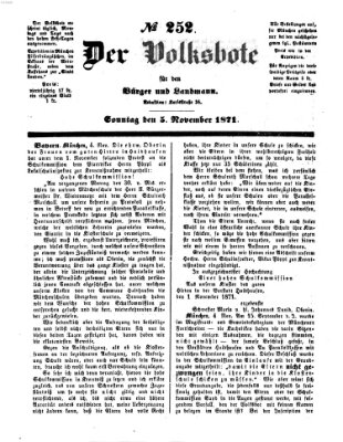 Der Volksbote für den Bürger und Landmann Sonntag 5. November 1871