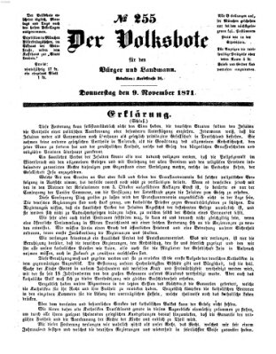 Der Volksbote für den Bürger und Landmann Donnerstag 9. November 1871