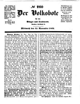 Der Volksbote für den Bürger und Landmann Mittwoch 15. November 1871