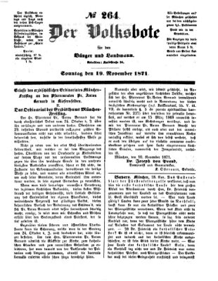 Der Volksbote für den Bürger und Landmann Sonntag 19. November 1871