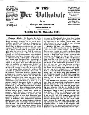 Der Volksbote für den Bürger und Landmann Samstag 25. November 1871