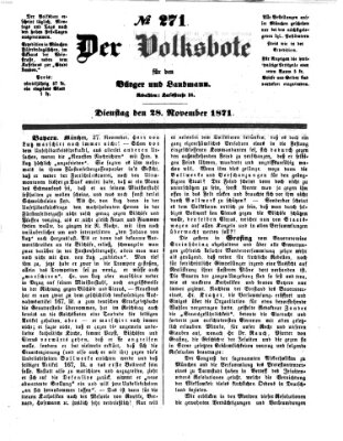 Der Volksbote für den Bürger und Landmann Dienstag 28. November 1871