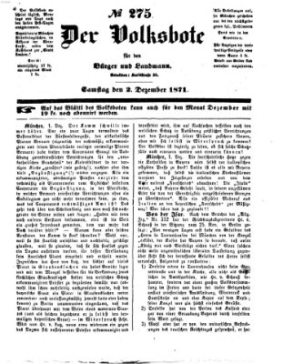 Der Volksbote für den Bürger und Landmann Samstag 2. Dezember 1871