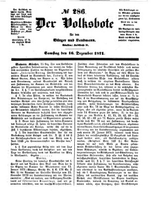 Der Volksbote für den Bürger und Landmann Samstag 16. Dezember 1871