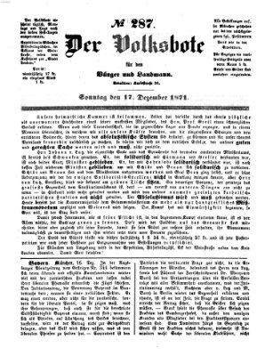 Der Volksbote für den Bürger und Landmann Sonntag 17. Dezember 1871