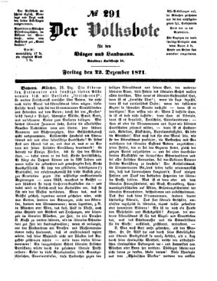 Der Volksbote für den Bürger und Landmann Freitag 22. Dezember 1871