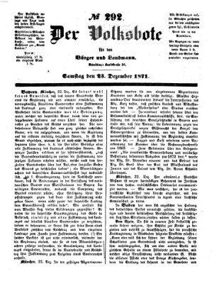 Der Volksbote für den Bürger und Landmann Samstag 23. Dezember 1871