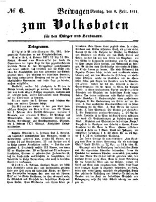 Der Volksbote für den Bürger und Landmann Montag 6. Februar 1871