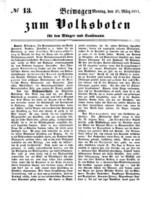 Der Volksbote für den Bürger und Landmann Montag 27. März 1871