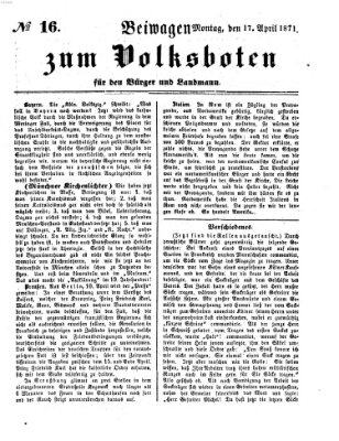 Der Volksbote für den Bürger und Landmann Montag 17. April 1871