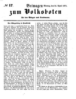 Der Volksbote für den Bürger und Landmann Montag 24. April 1871