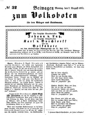 Der Volksbote für den Bürger und Landmann Montag 7. August 1871