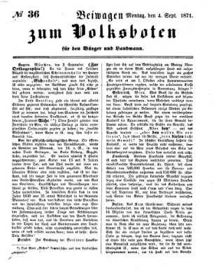 Der Volksbote für den Bürger und Landmann Montag 4. September 1871