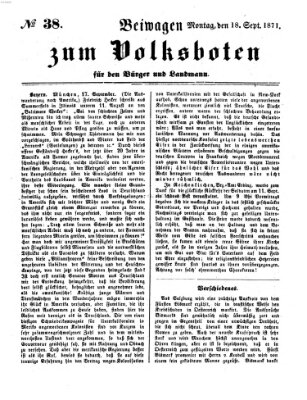 Der Volksbote für den Bürger und Landmann Montag 18. September 1871