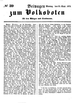 Der Volksbote für den Bürger und Landmann Montag 25. September 1871