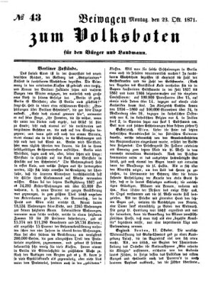 Der Volksbote für den Bürger und Landmann Montag 23. Oktober 1871