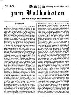 Der Volksbote für den Bürger und Landmann Montag 27. November 1871