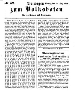 Der Volksbote für den Bürger und Landmann Montag 25. Dezember 1871