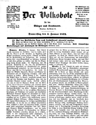 Der Volksbote für den Bürger und Landmann Donnerstag 4. Januar 1872