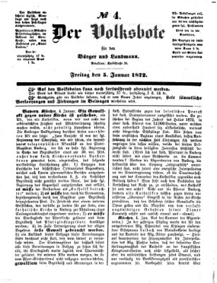 Der Volksbote für den Bürger und Landmann Freitag 5. Januar 1872