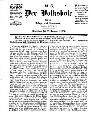 Der Volksbote für den Bürger und Landmann Dienstag 9. Januar 1872