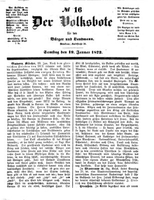 Der Volksbote für den Bürger und Landmann Samstag 20. Januar 1872