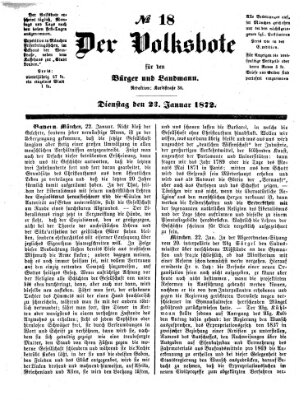 Der Volksbote für den Bürger und Landmann Dienstag 23. Januar 1872