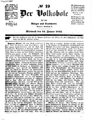 Der Volksbote für den Bürger und Landmann Mittwoch 24. Januar 1872