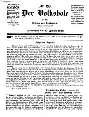 Der Volksbote für den Bürger und Landmann Donnerstag 25. Januar 1872