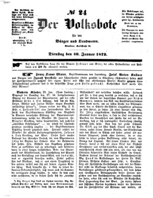 Der Volksbote für den Bürger und Landmann Dienstag 30. Januar 1872