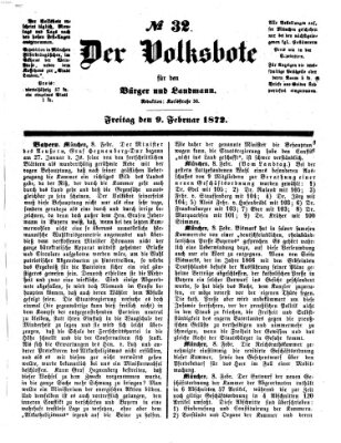 Der Volksbote für den Bürger und Landmann Freitag 9. Februar 1872