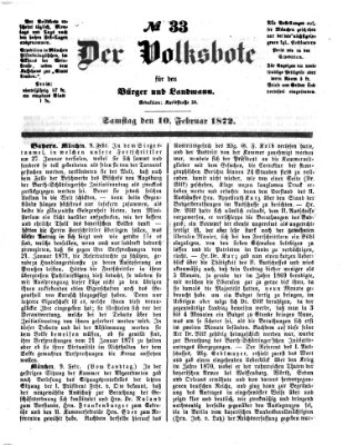 Der Volksbote für den Bürger und Landmann Samstag 10. Februar 1872