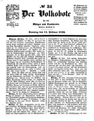 Der Volksbote für den Bürger und Landmann Sonntag 11. Februar 1872